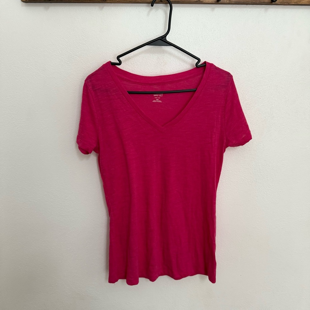 Mossimo Supply Co. Pink V-Neck Tee